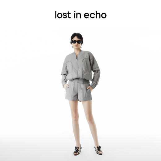 lost in echo设计师款Aliz系列拼接防晒外套罗纹腰短裤运动套装 商品图2