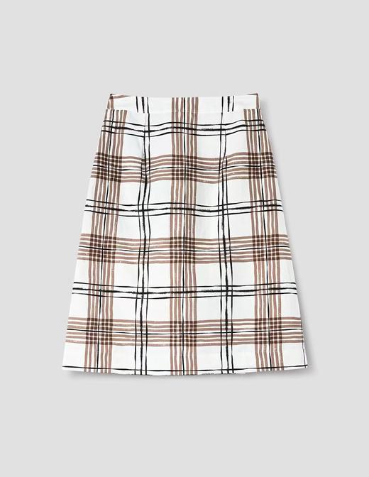 Margaret Howell  米白色手绘格纹A字裹裙 商品图8