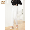 佐尔美2023新款 气质百搭抽绳松紧腰白色长裤E13KC47 商品缩略图1