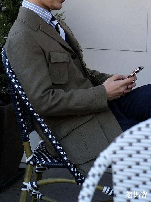 Baird Mcnutt 爱尔兰亚麻绿卡其野战夹克 商品图1