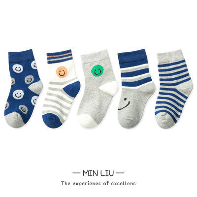 【5双质量不变款式随机】秋季宝宝袜子儿童中筒袜卡通男女童袜子1-12岁可穿棉质袜子 商品图4