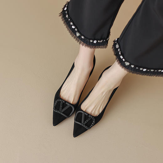 舒适百搭，尖头羊猄皮高跟单鞋DB-M5576 商品图4