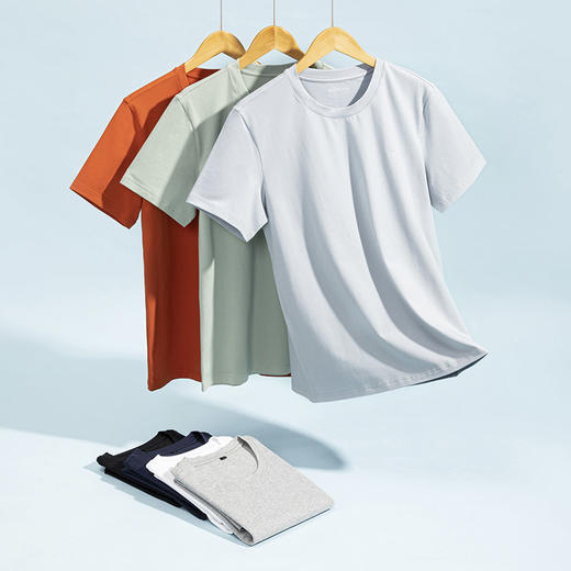 【冰柔棉T恤】柒牌男士短袖T恤夏季透气抗菌圆领打底衫124F70070 商品图1
