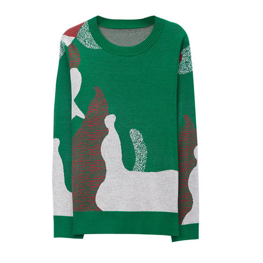 薄款春季冰丝针织衫，女圆领长袖韩版宽松小香风撞色打底衫CC-QQH-892 商品图4