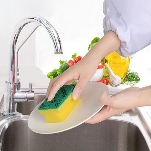 克林莱可挂式波纹海绵百洁布家用厨房洗碗布刷锅去油去污清洁抹布 工字海棉百洁布2片 商品图1