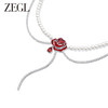 ZEGL设计师红玫瑰系列双层叠戴人造珍珠项链女轻奢高级感锁骨颈链 商品缩略图1