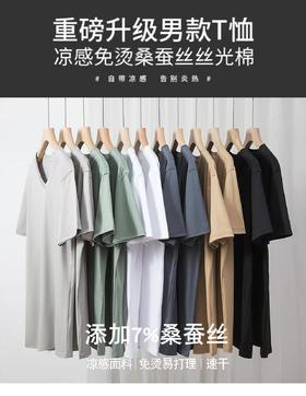 男士圆领 V领桑蚕丝抗皱基础百搭T 绅士休闲体感佳