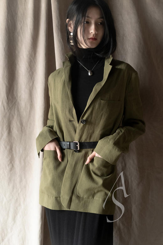 Margaret Howell  橄榄绿亚麻口袋西装 商品图0