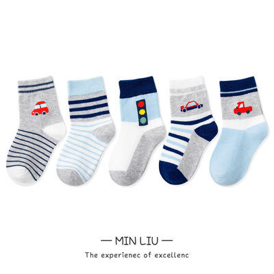 【5双质量不变款式随机】秋季宝宝袜子儿童中筒袜卡通男女童袜子1-12岁可穿棉质袜子 商品图3