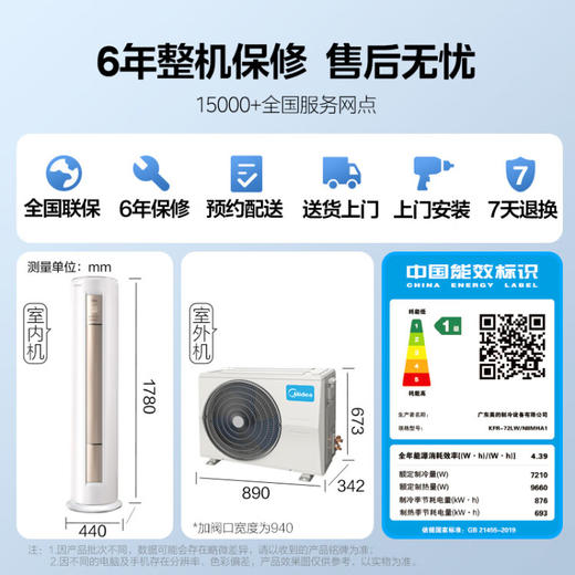 美的(Midea) 3匹FUN星新一级 变频冷暖 自清洁 客厅空调柜 自营 KFR-72LW/N8MHA1京东小家智能生态 商品图7