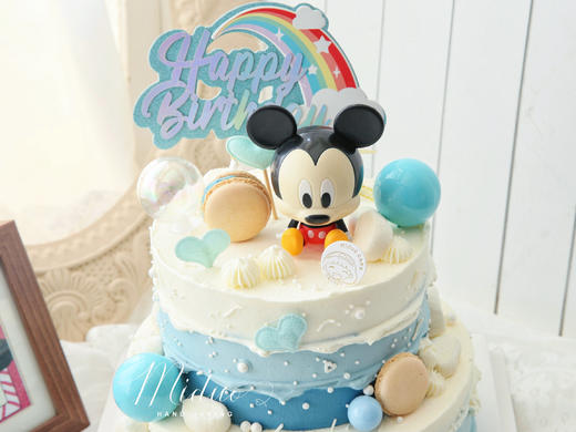 卡通主题款 Disney Mickey迪士尼米奇 可爱 周岁 蓝色系 双层蛋糕 商品图1