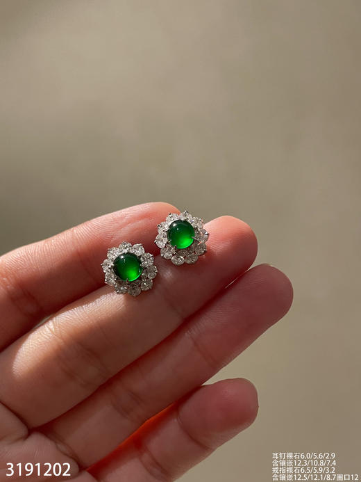 3191202，老坑玻璃帝王绿蛋面套装。具体价格微信咨询 商品图5