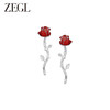 ZEGL设计师红玫瑰系列红色花朵耳环女轻奢高级感耳钉925银针耳饰 商品缩略图0