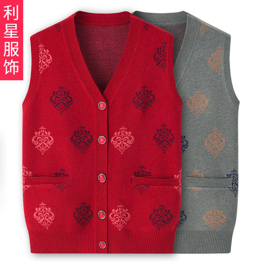 LX-969春秋冬装女马甲奶奶外穿马夹老太太针织开衫 商品图0