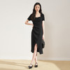 法式连衣裙女春显瘦打褶桃心领针织连衣裙小黑裙子V0050564 商品缩略图1