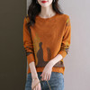 薄款春季冰丝针织衫，女圆领长袖韩版宽松小香风撞色打底衫CC-QQH-892 商品缩略图2