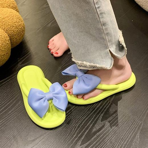 拖鞋女夏季外穿网红超火时尚可爱蝴蝶结一字拖厚底防滑沙滩凉拖鞋 商品图4