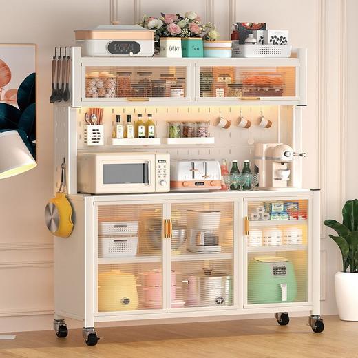 厨房多功能置物架子烤箱洞洞板餐边柜微波炉收纳储物柜大容量带门 商品图1