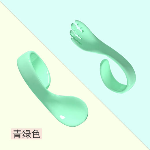 宝宝弯把叉勺组婴幼儿学吃饭训练勺子套装儿童辅食餐具弯头叉勺组 商品图8