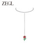 ZEGL设计师红玫瑰系列红色花朵项链女轻奢小众高级感锁骨颈链配饰 商品缩略图0