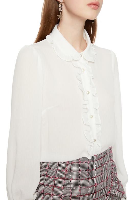 AVA 木耳边饰半透明白色上衣 6047 商品图3