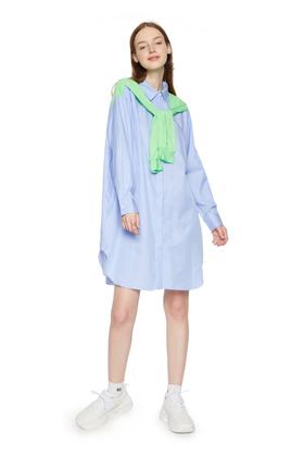 SUMMER & SAGE 披肩造型拼色衬衫裙 6040