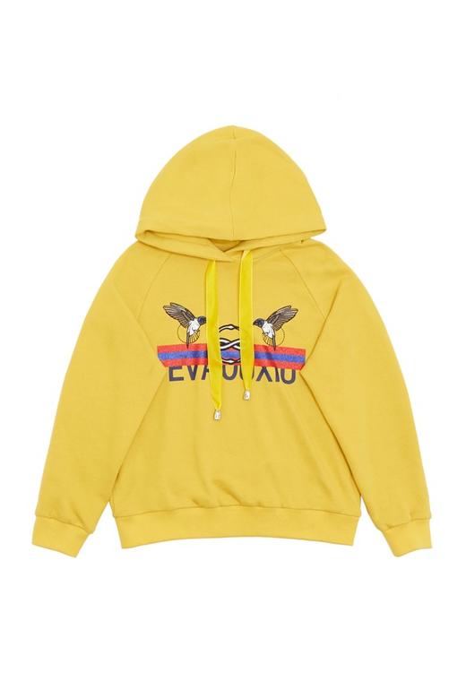 EVA OUXIU伊华欧秀 动物图案黄色连帽卫衣 6079 商品图4