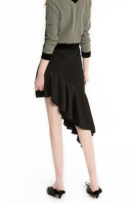 OCHIRLY欧时力 不对称荷叶边黑色半裙 1299 商品图3