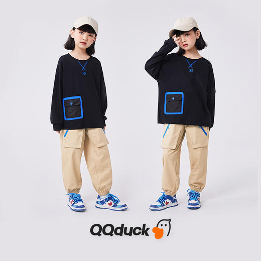 【清仓捡漏】【120-165】儿童春秋款拉链口袋梭织长裤裤子可可鸭 商品图2