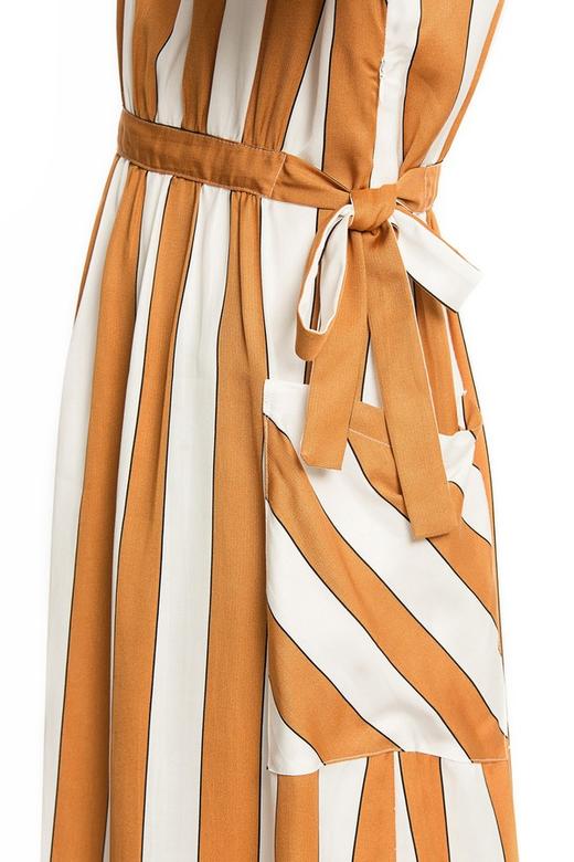 OCTAVIA 橙白条纹丝麻连衣裙 1757 商品图3