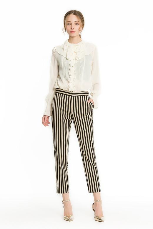 ZARA 撞色竖条纹修身小脚裤 1378 商品图1