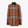 BURBERRY 巴宝莉 女士对比感饰边大号格纹羊毛长袖衬衫 格子 8062996 A9011 商品缩略图0