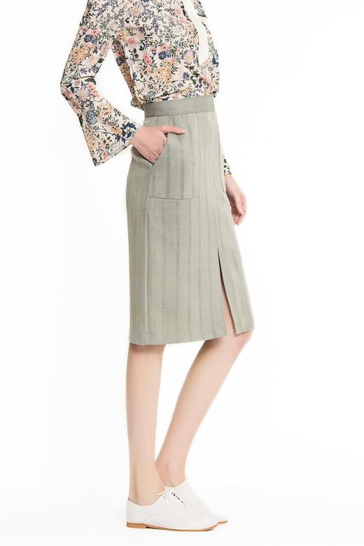 NOIR 灰色开衩一步裙 1399 商品图2