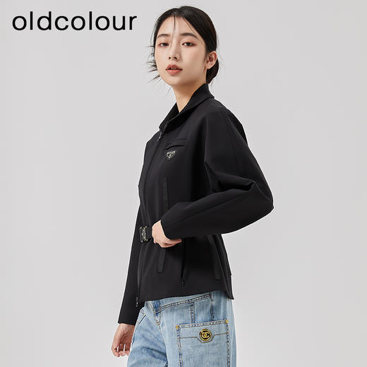 oldcolour2023春季新款纯色简约气质收腰显瘦短款外套女O11041137 商品图3