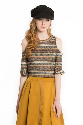 BCBGeneration 异域风条纹露肩针织衫 645