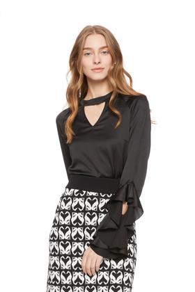 ACFN 黑色荷叶袖挂脖上衣 6027