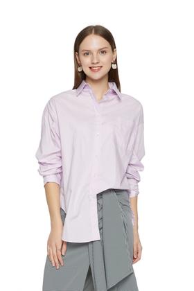 SUMMER & SAGE 紫色不规则纯棉衬衫 6225