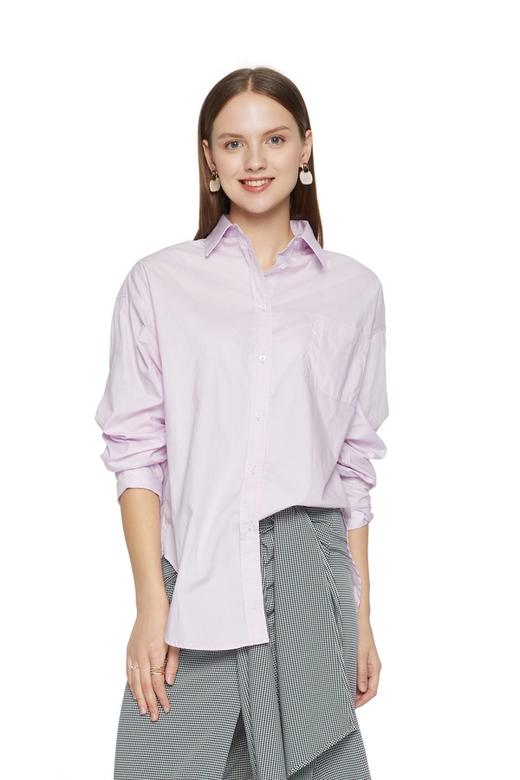 SUMMER & SAGE 紫色不规则纯棉衬衫 6225 商品图0
