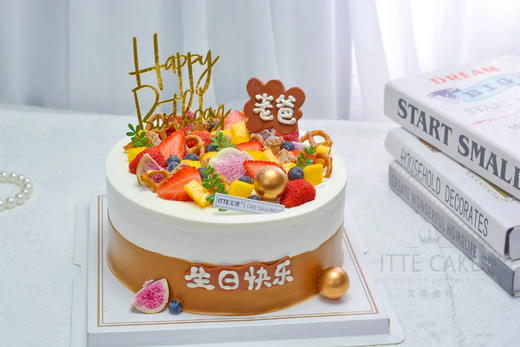 【爸气十足】动物奶油、新鲜水果+布丁夹心、原味蛋糕胚；送爸爸，祝老爸生日快乐~ 商品图0