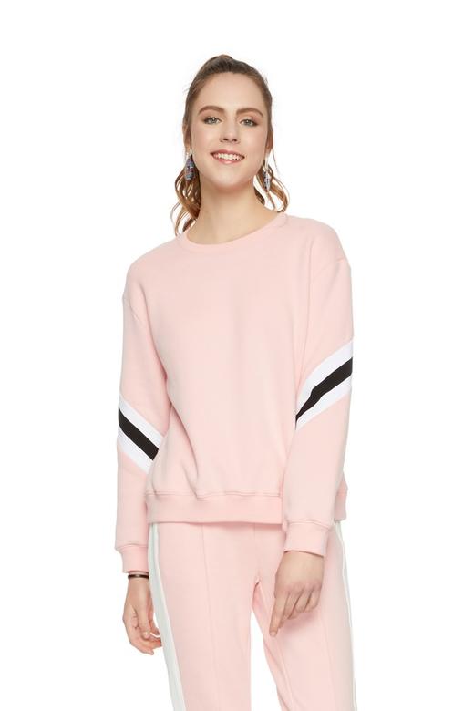 EVA OUXIU伊华欧秀 条纹饰粉色套头卫衣 6081 商品图0