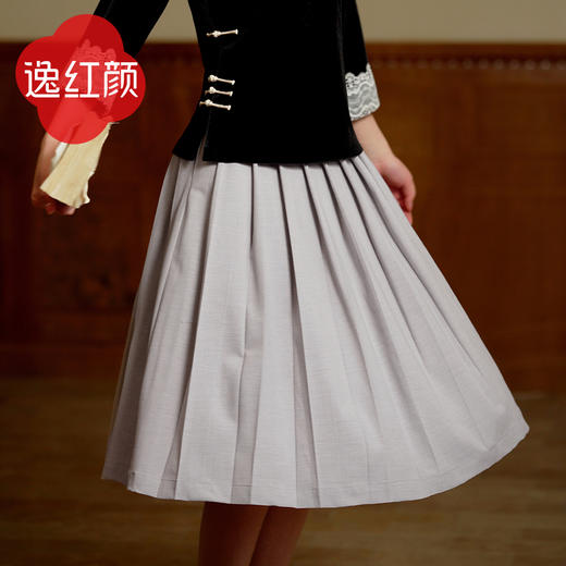 逸红颜明月优选#徽曼  满含文艺的复古百褶裙  素雅清新、知书达理 商品图2