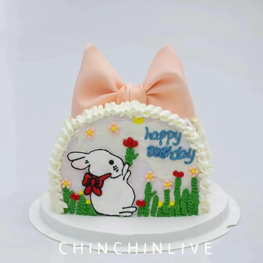 翻糖蝴蝶结兔子蛋糕 商品图0