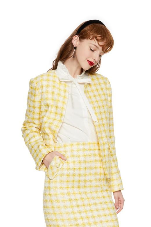 AVA 小香风拼色格纹外套 6032 商品图0