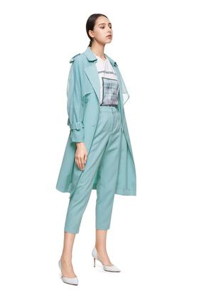 J.A 网纱披肩浅蓝色束腰风衣 7622