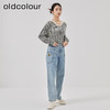 oldcolour2023春新款蓝色高腰直筒宽松显瘦百搭牛仔裤女O11113124 商品缩略图3