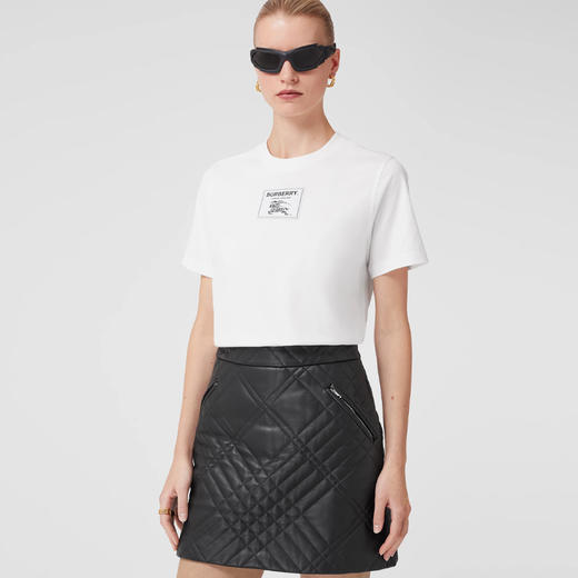 【一】BURBERRY 巴宝莉 女士 Prorsum 标签棉质圆领短袖T恤 白色 8063476 A1464 商品图1