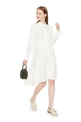 AVA 白色荷叶摆衬衫裙 6049