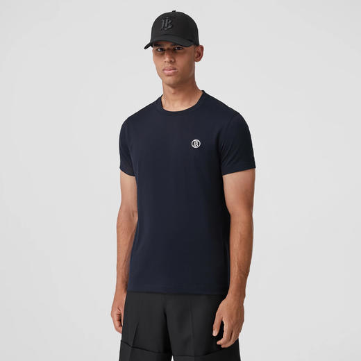 BURBERRY 巴宝莉 男士TB专属标识装饰棉质圆领短袖T恤 深蓝色 8056176 B1488 商品图1