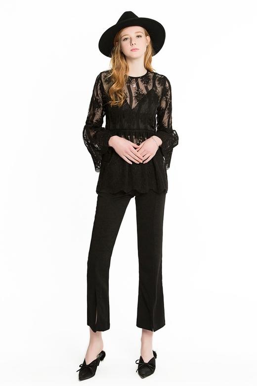 SUMMER & SAGE 黑色绣花透视罩衫 1408 商品图1