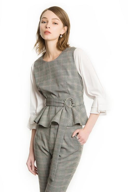 CENCH EDITION 灰色假两件格纹上衣 1079 商品图0